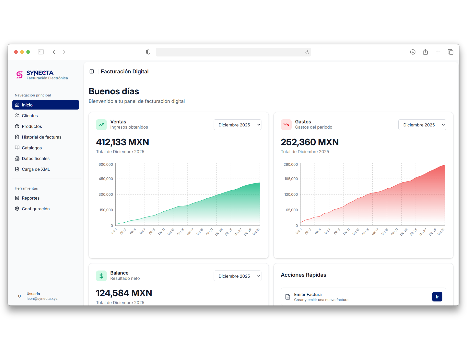 Captura de Synecta Facturación Electrónica